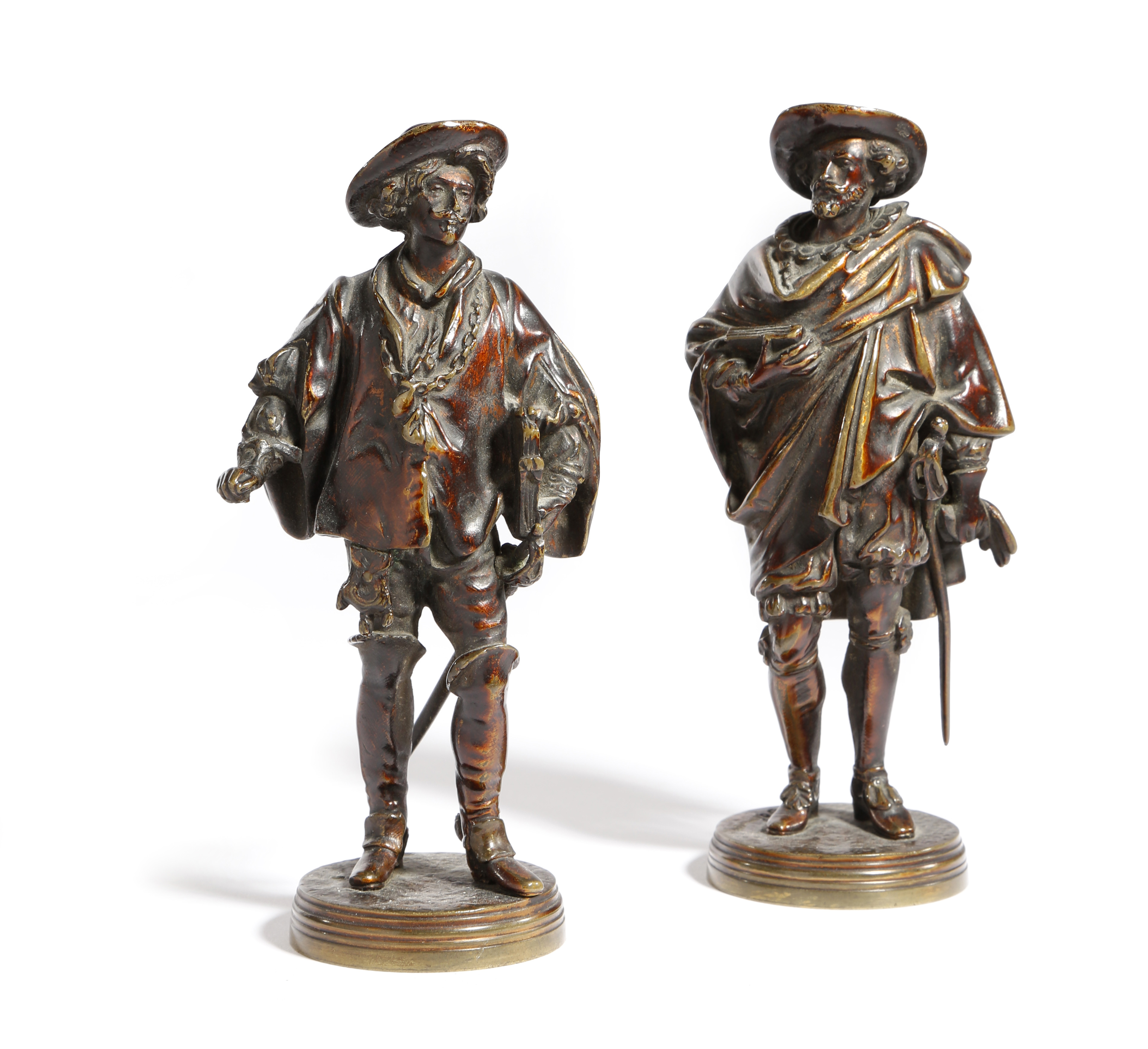 A PAIR OF BRONZE FIGURES BY JEAN JULES SALMSON (FRENCH 1823-1903) of Peter Paul Rubens and Anthony