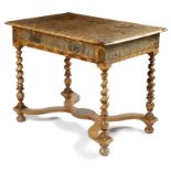 A COCUS WOOD AND WALNUT SIDE TABLE LATE 17TH CENTURY AND LATER the oyster veneered top inlaid with