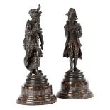 A PAIR OF BRONZE FIGURES OF A LADY AND A GENTLEMAN BY ANTONIO PANDIANI (ITALIAN 1838-1928) wearing
