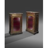 λ A PAIR OF EARLY VICTORIAN BOULLE MARQUETRY AND COROMANDEL DISPLAY CABINETS ATTRIBUTED TO TOWN &