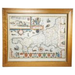 'CORNWALL' AN ENGRAVED MAP BY JOHN SPEED (1552-1629) a hand-coloured engraved map with an inset view