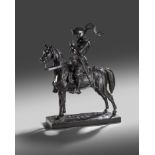 A LARGE BRONZE EQUESTRIAN GROUP OF LE CHEVALIER BAYARD BY BARON CARLO MAROCHETTI (ITALIAN 1805-1867)