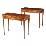 λ A NEAR PAIR OF GEORGE III MAHOGANY CARD TABLE C.1800-1810 each with a rectangular fold-over top