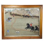 A FOLK ART FELT COLLAGE PICTURE LATE 19TH CENTURY with military figures in a mountainous