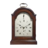 A GEORGE III MAHOGANY BRACKET CLOCK C.1780-90 the brass eight day twin fusee movement with a verge