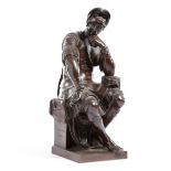 A BRONZE GRAND TOUR FIGURE OF LORENZO DE MEDICI AFTER MICHELANGELO, FRENCH, LATE 19TH CENTURY by
