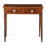 A GEORGE III MAHOGANY SIDE TABLE C.1790-1800 the rectangular crossbanded top above a pair of
