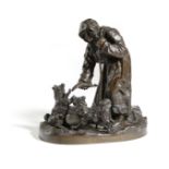 A RUSSIAN BRONZE GROUP OF AN ALEUTIAN BY VASILII GRACHEV (1831-1905) cast by Woerffel, depicting a