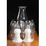 A COLLECTION OF GLASS STORM LANTERNS 19TH CENTURY AND LATER comprising: a set of four decorated with