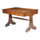 A GEORGE IV MAHOGANY LIBRARY TABLE IN THE MANNER OF GEORGE BULLOCK, EARLY 19TH CENTURY inlaid with