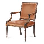 A MAHOGANY OPEN ARMCHAIR AFTER THOMAS CHIPPENDALE JUNIOR LATE 19TH CENTURY the moulded frame