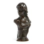 AN AMERICAN ART NOUVEAU BRONZE BUST OF A YOUNG LADY LATE 19TH / EARLY 20TH CENTURY signed 'M