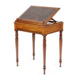 AN EARLY VICTORIAN MAHOGANY WRITING / WORK TABLE C.1840 the drop-in top inset with a gilt tooled