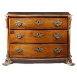 λ A PORTUGUESE ROSEWOOD SERPENTINE COMMODE LATE 18TH CENTURY the top with a moulded edge, above