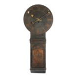 A GEORGE III JAPANNED 'ACT OF PARLIAMENT' OR TAVERN CLOCK C.1760-70 the brass eight day movement