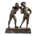 'AS TU DU FEU?' A BRONZE GROUP OF SMOKING BOYS BY HENRI FUGERE (FRENCH 1872-1944) the naturalistic
