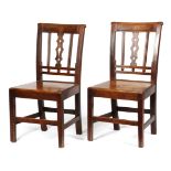 A PAIR OF EARLY 19TH CENTURY FRUITWOOD SIDE CHAIRS POSSIBLY MENDLESHAM each with a pierced and