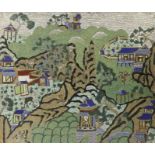 A CHINESE CLOISONNE RECTANGULAR 'LANDSCAPE' PANEL 18TH/EARLY 19TH CENTURY Decorated with dwellings