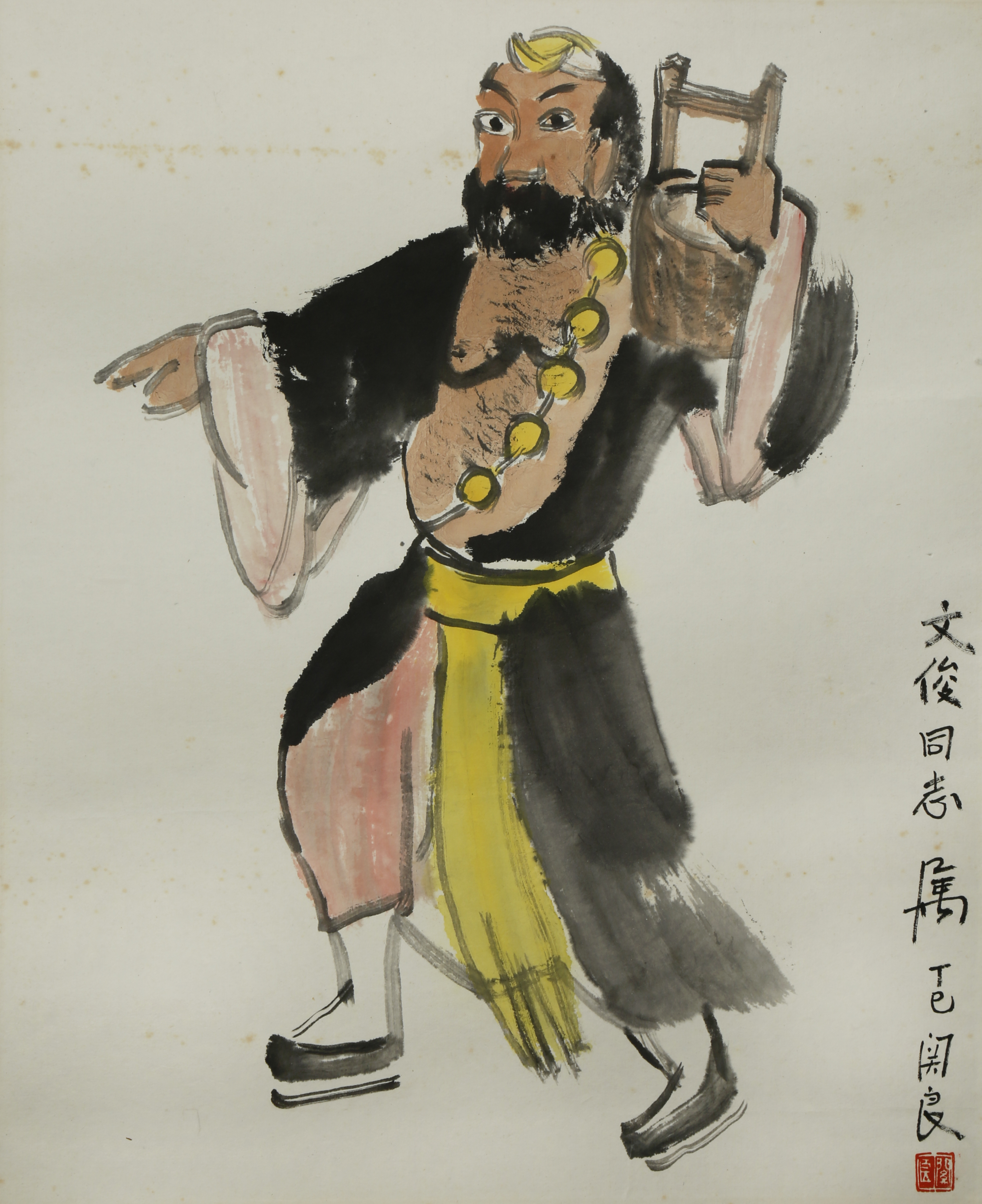 ATTRIBUTED TO GUAN LIANG LU ZHISHEN AND WU SONG FROM THE WATER MARGIN Two Chinese paintings, ink and - Image 2 of 3