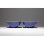 A PAIR OF CHINESE IMPERIAL BLUE GLAZED BOWLS SIX CHARACTER DAOGUANG MARKS AND OF THE PERIOD 1821-