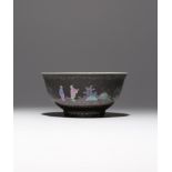 A RARE CHINESE LAQUE BURGAUTE PORCELAIN BOWL KANGXI 1662-1722 The deep body rising from a gently