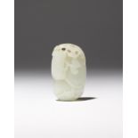 A CHINESE PALE CELADON JADE 'GOURDS' PENDANT 18TH CENTURY Carved as a large gourd growing from a