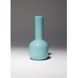 A CHINESE BEIJING TURQUOISE GLASS MALLET-SHAPED VASE QING DYNASTY The squat cylindrical body