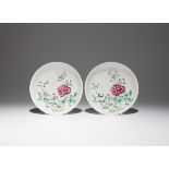 A PAIR OF CHINESE FAMILLE ROSE 'MOGU' DISHES SIX CHARACTER YONGZHENG MARKS AND OF THE PERIOD 1723-35