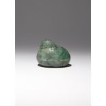 A CHINESE JADEITE 'QUAIL' BOX AND COVER LATE QING DYNASTY Formed as a seated quail, the bird