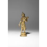 A TIBETAN GILT-BRONZE FIGURE OF PADMAPANI 18TH CENTURY Depicted standing in tribhanga upon a