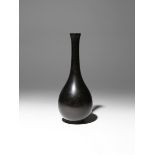 A RARE CHINESE ZITAN BOTTLE VASE, DAN PING QING DYNASTY Carved with an elegant plain pear-shaped