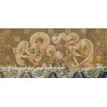 A LARGE CHINESE EMBROIDERED SILK 'DRAGON' PANEL QING DYNASTY Brightly decorated in gold and coloured