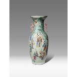 A LARGE CHINESE FAMILLE ROSE 'IMMORTALS' VASE 19TH CENTURY Brightly painted with a continuous