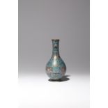 A SMALL CHINESE CLOISONNE 'LOTUS' BOTTLE VASE QING DYNASTY Decorated to the body with lotus