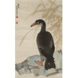 JIANG REN (20TH CENTURY) CORMORANT A Chinese painting, ink and colour on paper, inscribed and signed