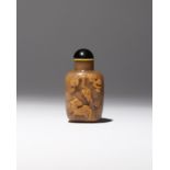 A CHINESE AGATE 'HORSE AND MONKEY' SNUFF BOTTLE 19TH CENTURY Carved in relief to one side with a