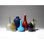 SEVEN SMALL CHINESE MONOCHROME ITEMS QING DYNASTY Comprising: a ge-type bottle vase, a small