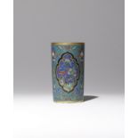 A SMALL CHINESE CLOISONNE 'SANDUO' BRUSHPOT, BITONG QING DYNASTY The cylindrical body decorated with