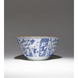 A LARGE CHINESE BLUE AND WHITE BOWL KANGXI 1662-1722 The deep bowl rising from a slightly tapering