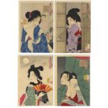 FOUR JAPANESE WOODBLOCK PRINTS BY TSUKIOKA YOSHITOSHI (1839-1892) MEIJI PERIOD, CIRCA 1888 The