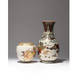 TWO JAPANESE GOSU SATSUMA PIECES MEIJI PERIOD, 19TH CENTURY One a tall baluster vase decorated in