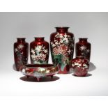 A COLLECTION OF SIX JAPANESE GINBARI CLOISONNE ITEMS MEIJI OR TAISHO PERIOD, 19TH AND 20TH CENTURY