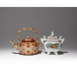 A JAPANESE IMARI TEAPOT AND COVER EDO PERIOD, 18TH CENTURY Of hexagonal shape and with a tall bail