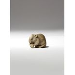 λ A JAPANESE IVORY NETSUKE OF A RAT MEIJI PERIOD, 19TH CENTURY The rodent naturalistically carved,