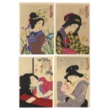 FOUR JAPANESE WOODBLOCK PRINTS BY TSUKIOKA YOSHITOSHI (1839-1892) MEIJI PERIOD, CIRCA 1888 The