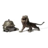 TWO JAPANESE BRONZE MODELS OF ANIMALS, OKIMONO MEIJI PERIOD, 19TH CENTURY One modelled as a lion