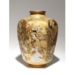 A LARGE JAPANESE SATSUMA VASE BY KINKOZAN MEIJI PERIOD, 19TH OR 20TH CENTURY The tall hexagonal vase