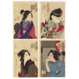 FOUR JAPANESE WOODBLOCK PRINTS BY TSUKIOKA YOSHITOSHI (1839-1892) MEIJI PERIOD, CIRCA 1888 The