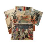 A COLLECTION OF JAPANESE WOODBLOCK PRINTS MEIJI PERIOD, 19TH CENTURY Including a triptych with three