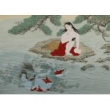 A JAPANESE SHUNGA EROTIC SCROLL PAINTING, KAKEMONO TAISHO PERIOD, 20TH CENTURY In ink and colour